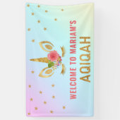 Cute Gold Glitter Unicorn Aqiqah Spandoek (Verticaal)