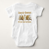 Cute Gold GlitteryTrees Herten Baby Eerste Kerstmi Romper (Achterkant)
