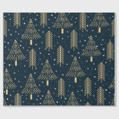 Cute Gold Green Blue-kerstboomstructuur Cadeaupapier (Vlak)