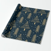 Cute Gold Green Blue-kerstboomstructuur Cadeaupapier (Uitgerold)