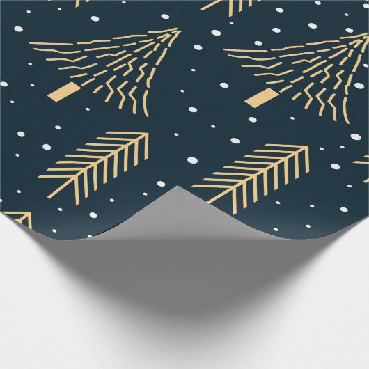 Cute Gold Green Blue-kerstboomstructuur Cadeaupapier (Hoek)