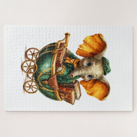 Cute Gold Green Elephant Puzzles  Legpuzzel (Horizontaal)
