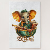 Cute Gold Green Elephant Puzzles  Legpuzzel (Verticaal)