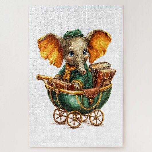 Cute Gold Green Elephant Puzzles Legpuzzel (Verticaal)