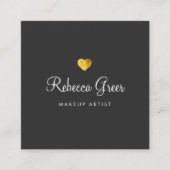 Cute Gold Heart Black Beauty Consultant Vierkante Visitekaartje (Voorkant)