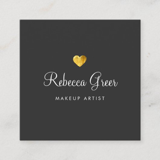 Cute Gold Heart Black Beauty Consultant Vierkante Visitekaartje (Voorkant)