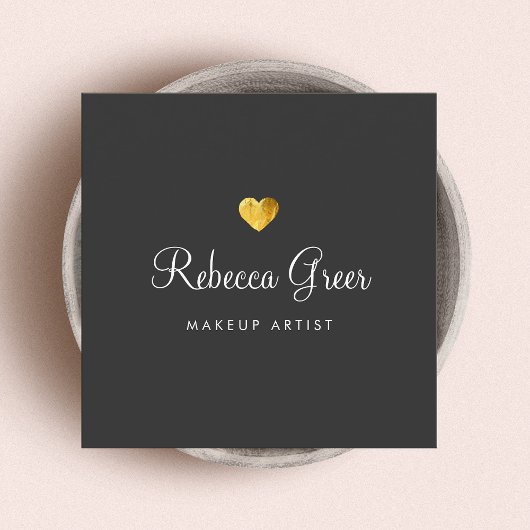 Cute Gold Heart Black Beauty Consultant Vierkante Visitekaartje