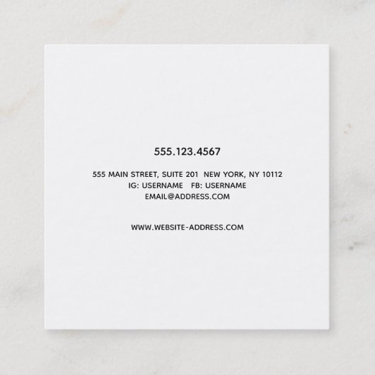 Cute Gold Heart Handwrite Calligrafie Vierkante Visitekaartje (Achterkant)