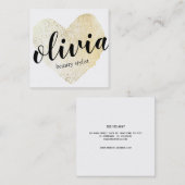 Cute Gold Heart Handwrite Calligrafie Vierkante Visitekaartje (Voorkant / Achterkant)