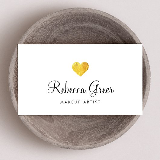 Cute Gold Heart Modern Beauty Consultant White Visitekaartje