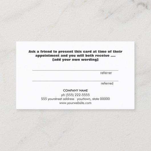 Cute Gold Heart White-klantverwijzingskaart Aanbevelingskaartje (Achterkant)