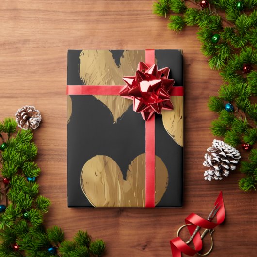 Cute Gold Hearts Cadeaupapier (Feestdagen Geschenken)