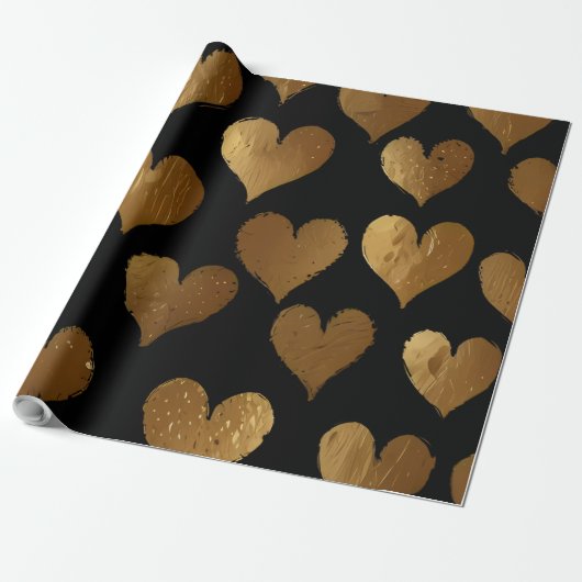 Cute Gold Hearts Cadeaupapier (Uitgerold)