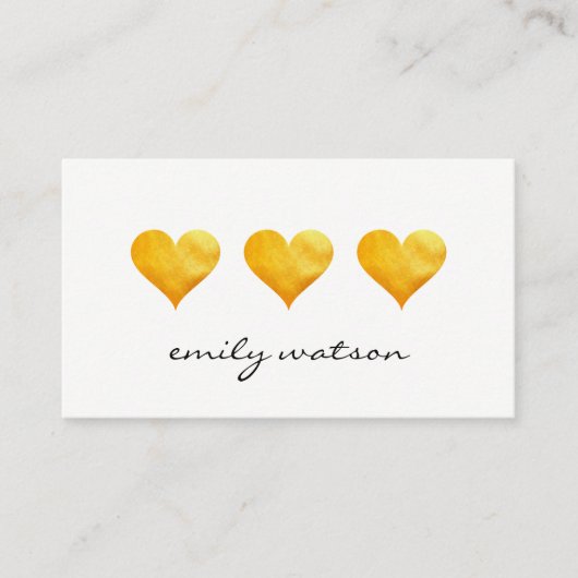 Cute Gold Hearts Visitekaartje (Voorkant)