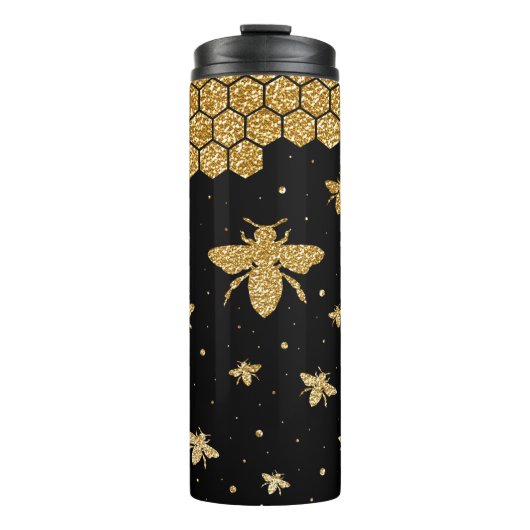 Cute Gold Honey Bee Thermosbeker (Voorkant)