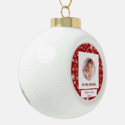Cute Gold Lijst Mijn eerste kerstfoto-Baby Cera Keramische Bal Ornament (Links)