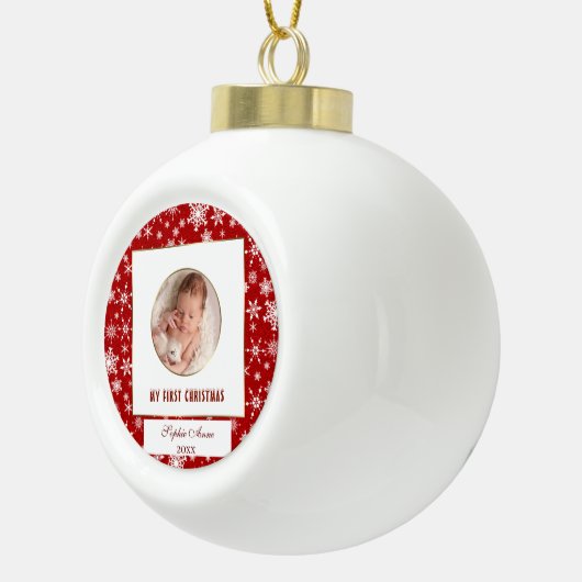 Cute Gold Lijst Mijn eerste kerstfoto-Baby Cera Keramische Bal Ornament (Rechts)