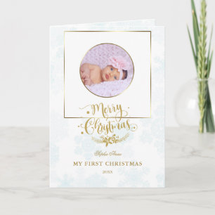 Cute Gold Lijst Mijn eerste kerstfoto Baby Kaart