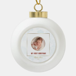 Cute Gold Lijst Mijn eerste kerstfoto Baby Keramische Bal Ornament