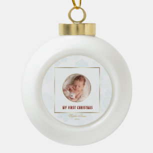 Cute Gold Lijst Mijn eerste kerstfoto Baby Keramische Bal Ornament