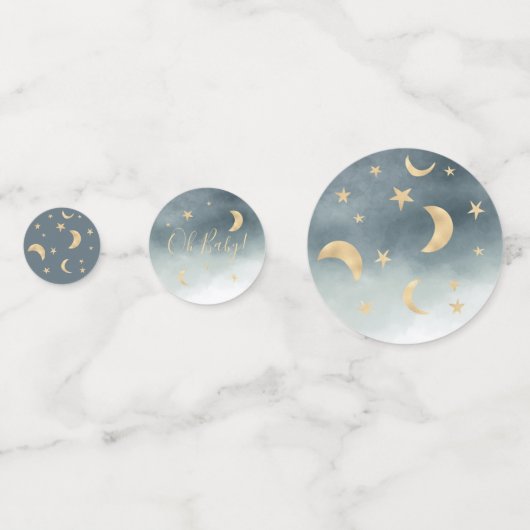 Cute gold moon sterren blue waterverf baby shower confetti (Voorkanten)