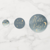 Cute gold moon sterren blue waterverf baby shower confetti (Achterkanten)