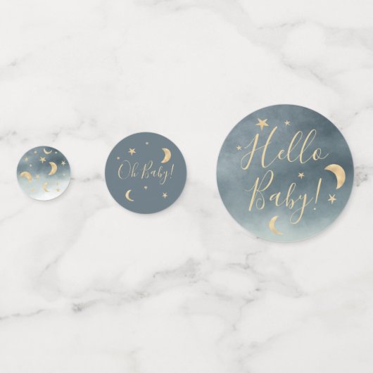 Cute gold moon sterren blue waterverf baby shower confetti (Achterkanten)