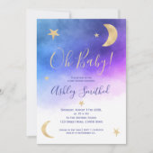 Cute gold moon sterren roze waterverf baby shower kaart (Voorkant)