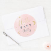Cute gold moon sterren roze waterverf baby shower ronde sticker (Envelop)