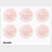 Cute gold moon sterren roze waterverf baby shower ronde sticker (Vel)