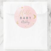 Cute gold moon sterren roze waterverf baby shower ronde sticker (Tas)