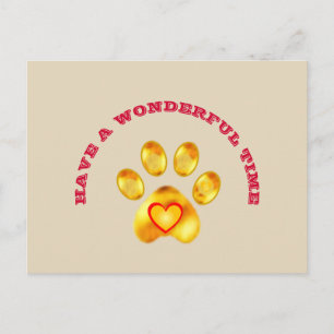 Cute Gold Paw Greeting Briefkaart