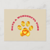 Cute Gold Paw Greeting Briefkaart (Voorkant)