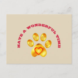 Cute Gold Paw Greeting Briefkaart