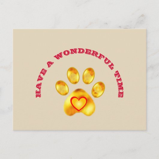 Cute Gold Paw Greeting Briefkaart (Voorkant)