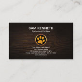 Cute Gold Paw Print Wood Grain Pet Sitter Visitekaartje (Achterkant)