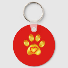 Cute Gold Paw Sleutelhanger