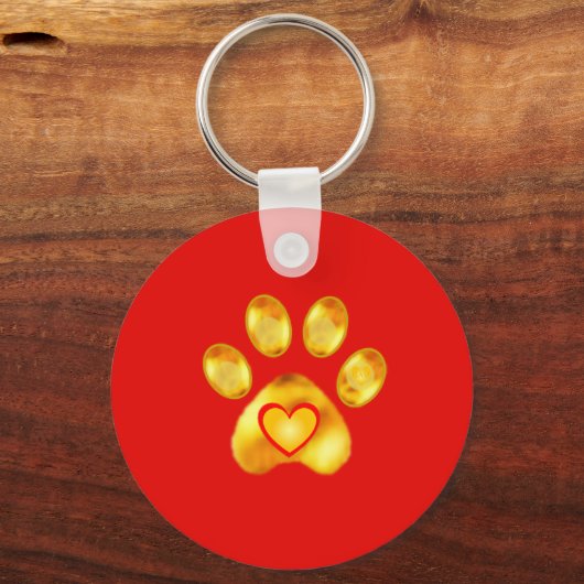 Cute Gold Paw Sleutelhanger (Voorkant)