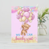 Cute Gold Rainbow Teddy Bear Balloons Baby shower Kaart (Staand voorkant)