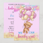 Cute Gold Rainbow Teddy Bear Balloons Baby shower Kaart (Voorkant / Achterkant)