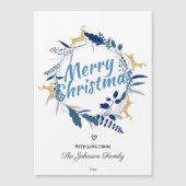 Cute Gold Reindeer Floral Kerstmis Wreatnet Magnet (Voorkant)