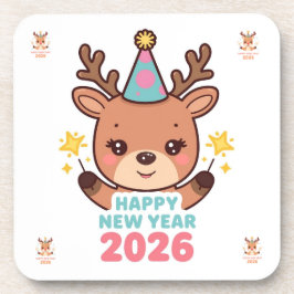 cute gold reindeer new year 2026 coaster set bier onderzetter