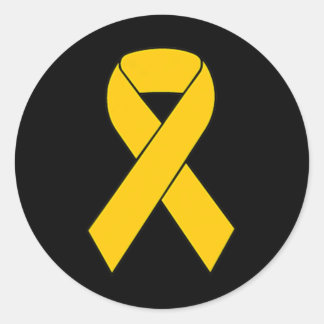 Cute Gold Ribbon Childhood Cancer Awareness Women Ronde Sticker