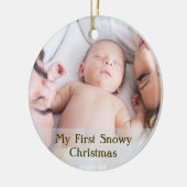 Cute Gold Script Mijn eerste Sneeuwige Kerstkerst- Keramisch Ornament (Links)