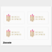 Cute Gold Sequin Lipstick Makeup Artist Beauty Rechthoekige Sticker (Vel)