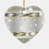 Cute Gold Silver Love Shaped Custom Wedding Keramisch Ornament (Achterkant)