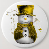 Cute Gold Snowman-kerstButton Ronde Button 6,0 Cm (Voorkant)