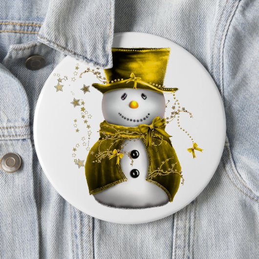 Cute Gold Snowman-kerstButton Ronde Button 6,0 Cm (In situ)