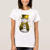 Cute Gold Snowman T-shirt (Voorkant)