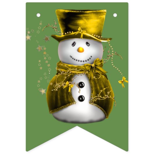 Cute Gold Snowmen Kerstmis Vlaggetjes (Tweede vlag)